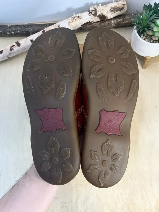 Børn Red Leather Whipstitch Mules Slip On Clogs Women’s Size 9 - Picture 14 of 14